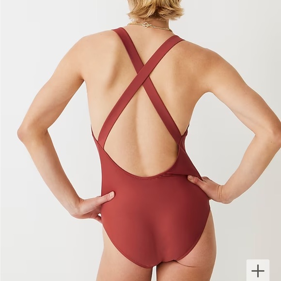 J Crew High support cross back, Solid deep V neck one piece - Picture 2 of 6